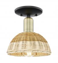 Innovations Lighting 716-1C-BAB-NBD2-75-NAT - Natural Ballston Dome - 1 Light - 6 inch - Black Antique Brass - Semi-Flush Mount