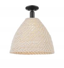 Innovations Lighting 716-1C-BK-NBD-16-NAT - Bristol Natural - 1 Light - 6 inch - Matte Black - Semi-Flush Mount