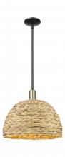 Innovations Lighting 716-1S-BAB-RBD-16-NAT - Woven Rattan - 1 Light - 16 inch - Black Antique Brass - Stem hung - Mini Pendant
