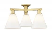 Innovations Lighting 716-3F-SG-GBC-81 - Berkshire Glass - 3 Light - 26 inch - Satin Gold - Semi-Flush Mount