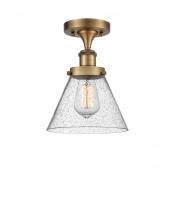  916-1C-BB-G44 - Cone - 1 Light - 8 inch - Brushed Brass - Semi-Flush Mount