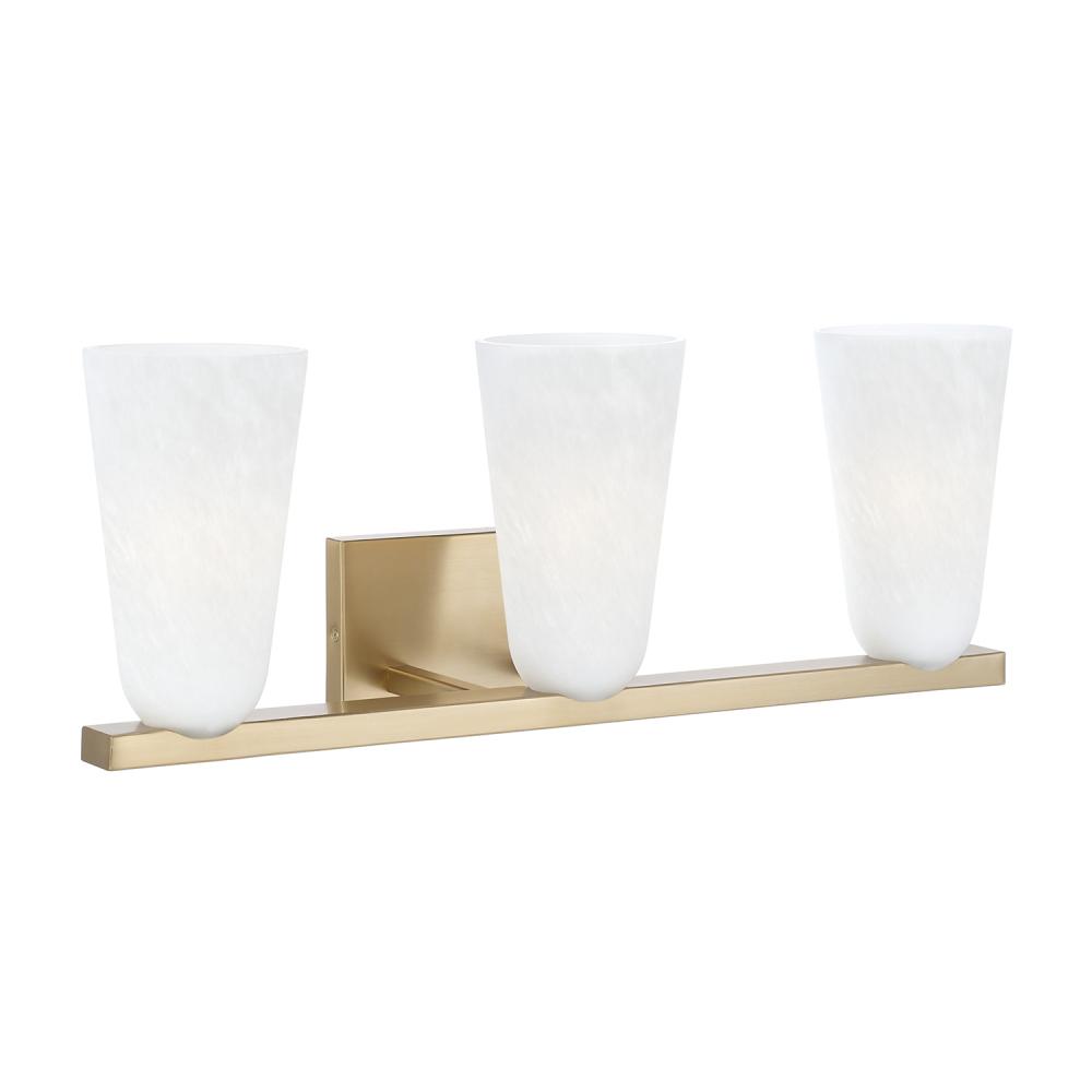 3-Light Vanity in Matte Brass with Faux Alabaster Glass