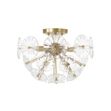 Capital 257841MA - 15.5" W x 11" H 4-Light Starburst Semi Flush in Matte Brass with Patterned Glass Petals
