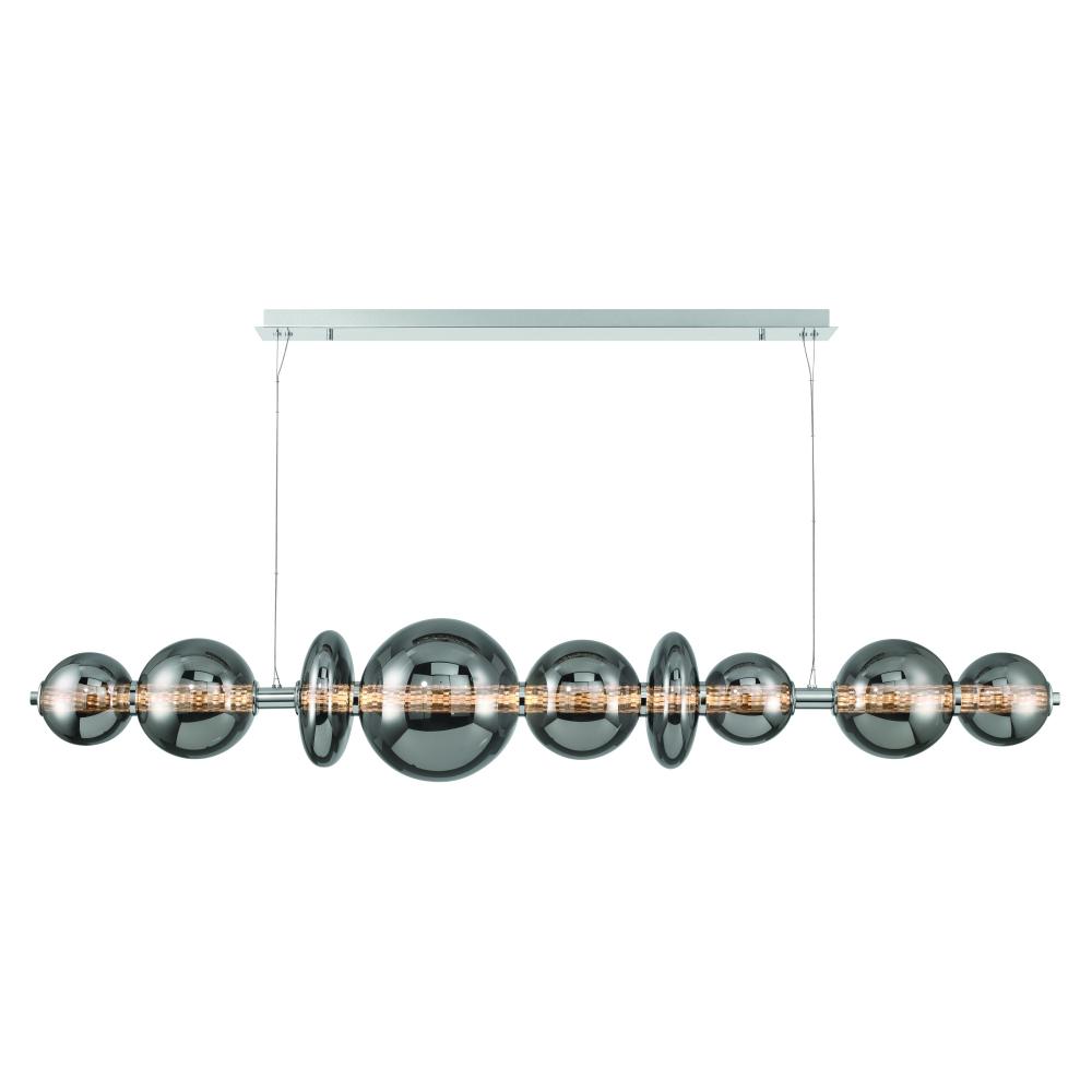 Atomo 74" LED Chandelier In Chrome With Smoked Glass