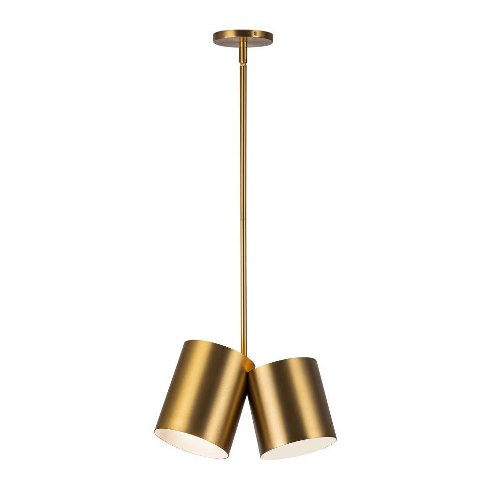 Keiko 14-in Brushed Gold 2 Lights Pendant