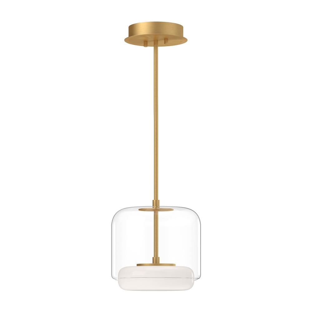 Enkel 10-in Clear/Brushed Gold LED Pendant