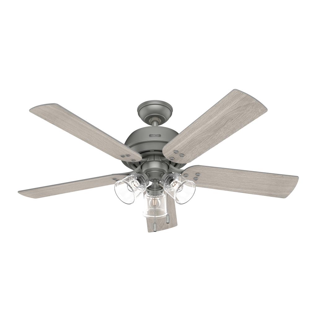 Hunter 52 inch Shady Grove Matte Silver Ceiling Fan with LED Light Kit and Pull Chain