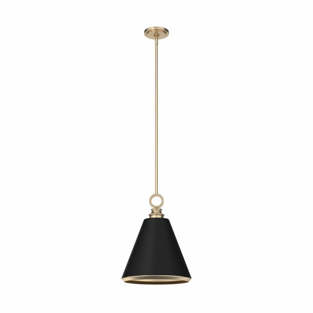 Hunter Klein Alturas Gold and Flat Matte Black 1 Light Medium Pendant Ceiling Light Fixture