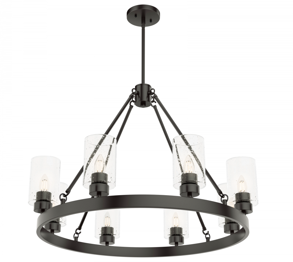 Hunter Hartland Noble Bronze with Seeded Glass 8 Light Chandelier Ceiling Light Fixture