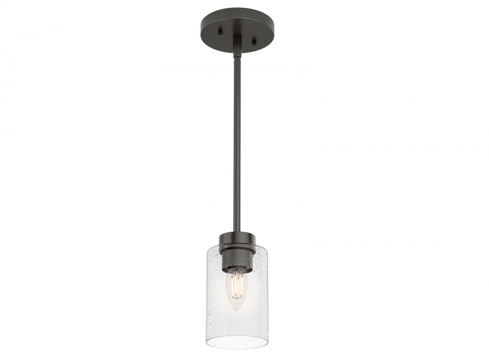 Hunter Hartland Noble Bronze with Seeded Glass 1 Light Pendant Ceiling Light Fixture