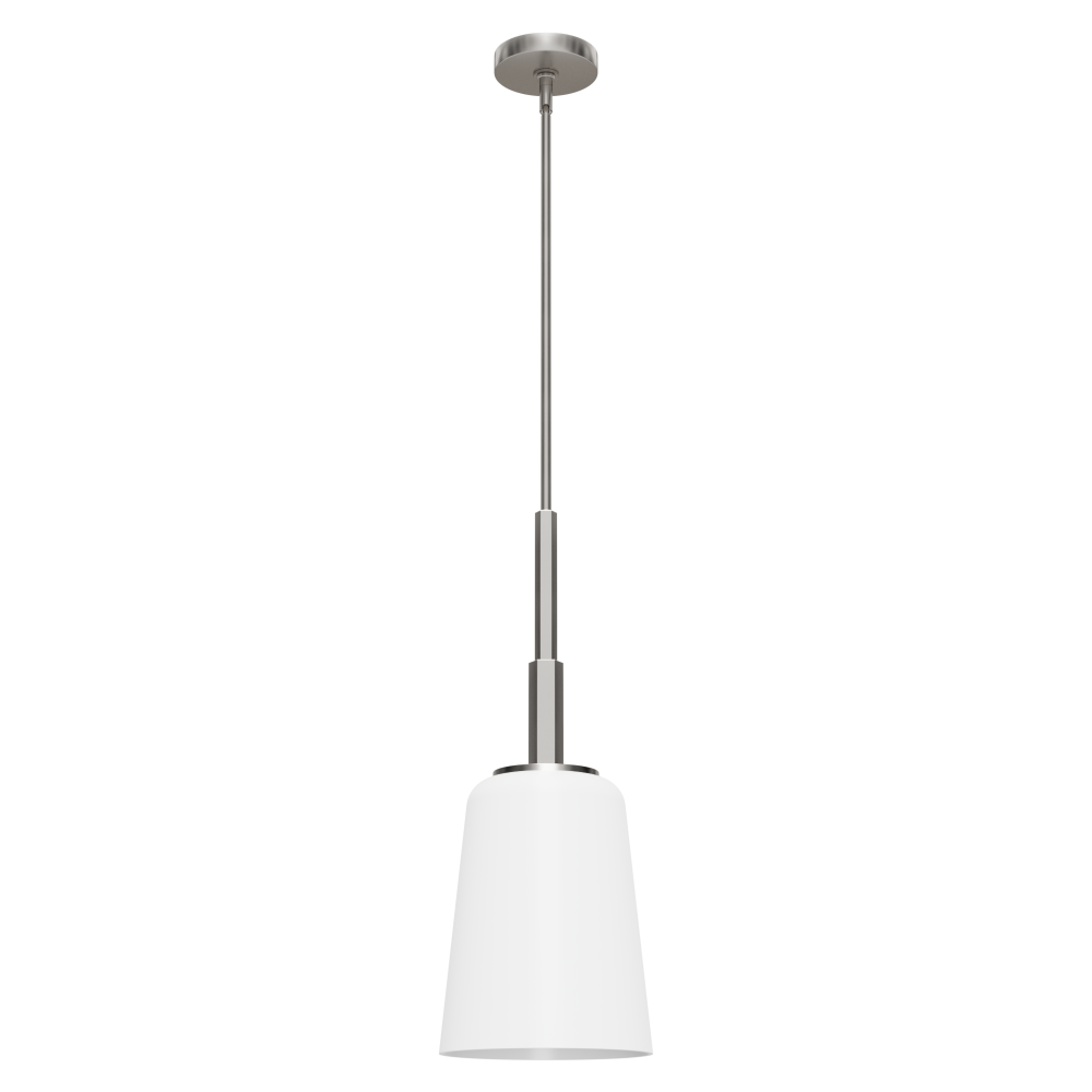 Hunter Nolita Brushed Nickel with Cased White Glass 1 Light Pendant Ceiling Light Fixture