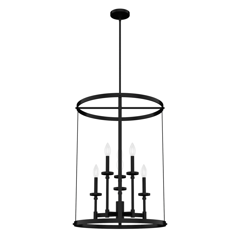 Hunter Briargrove Matte Black 6 Light Chandelier Ceiling Light Fixture