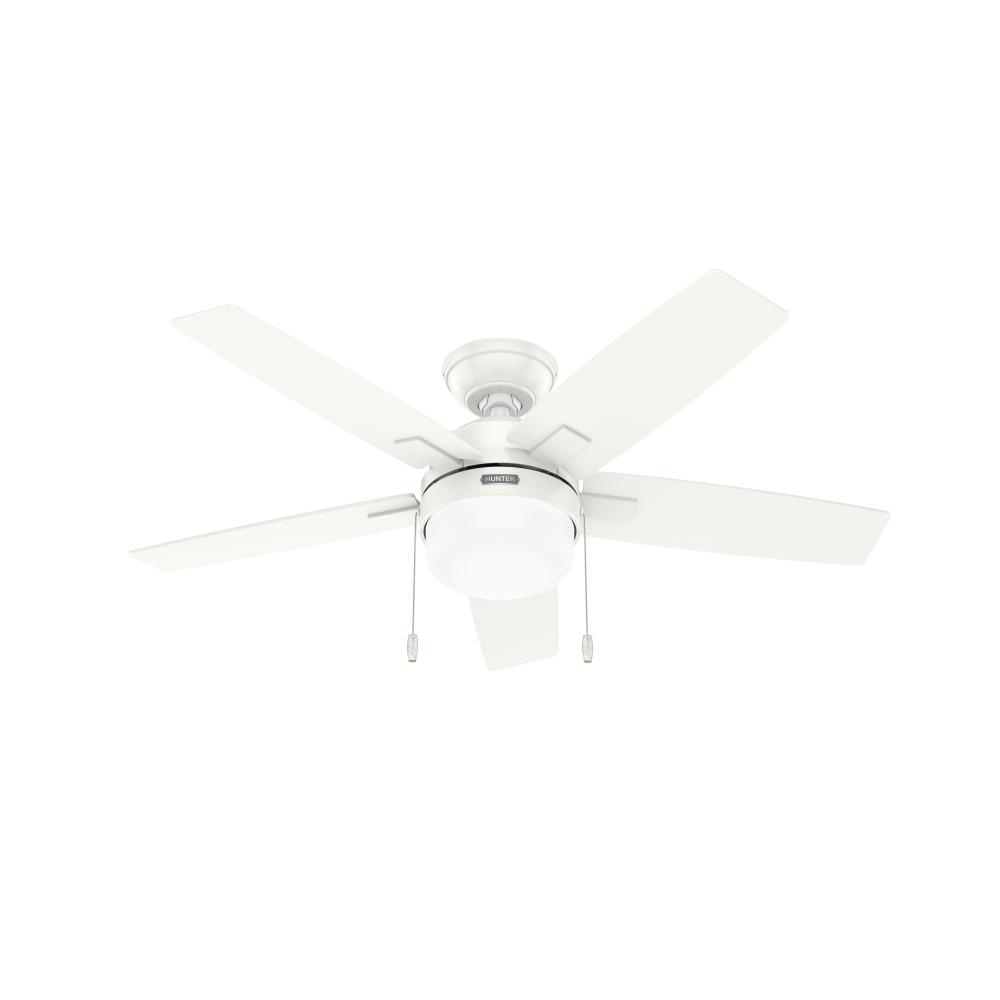 Hunter 44 Inch Anisten Fresh White Ceiling Fan With LED Light Kit And Pull Chain