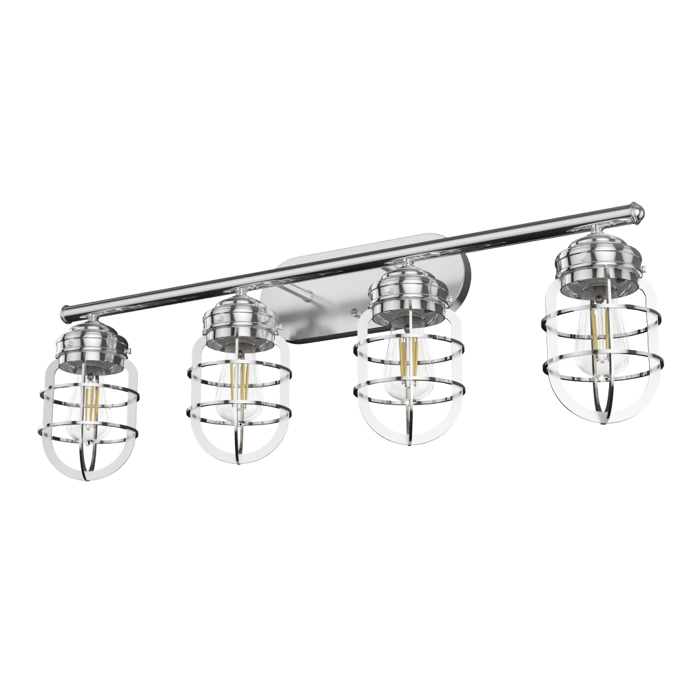 Hunter Starklake Chrome 4 Light Bathroom Vanity Wall Light Fixture