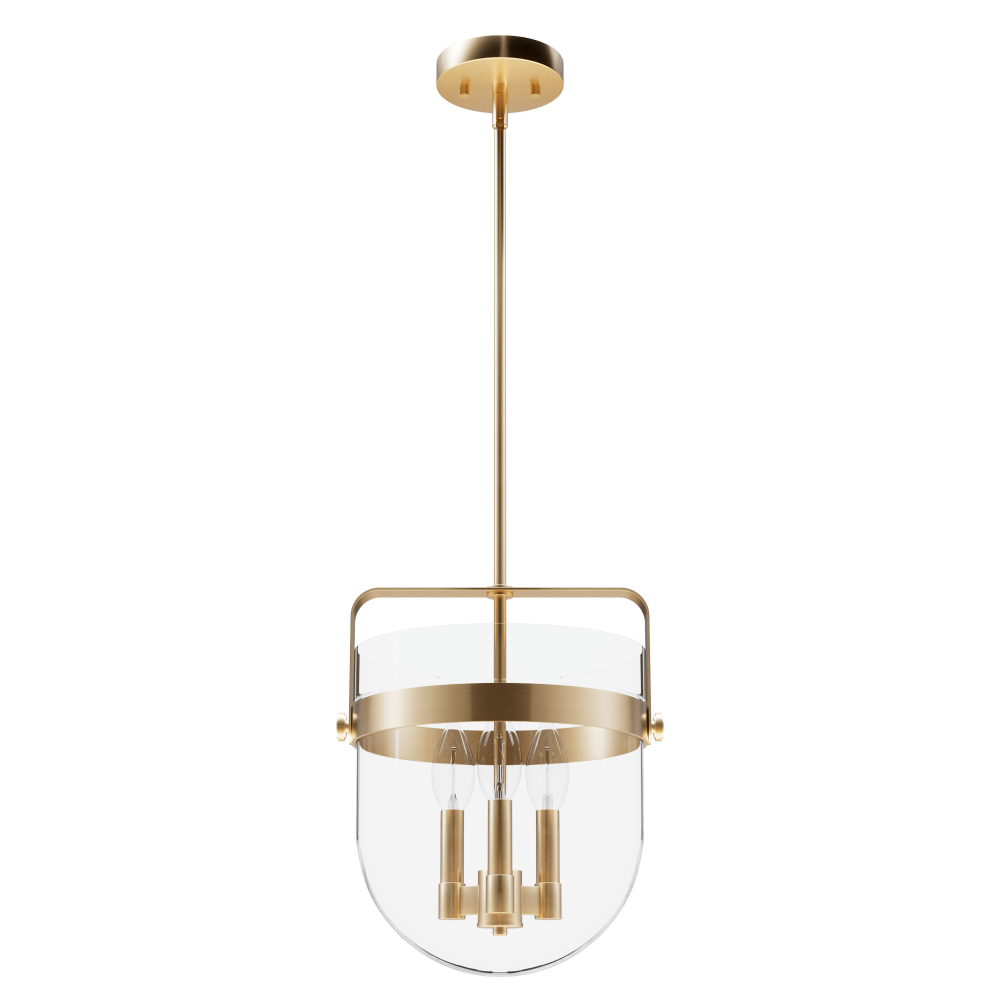 Hunter Karloff Alturas Gold with Clear Glass 3 Light Pendant Ceiling Light Fixture