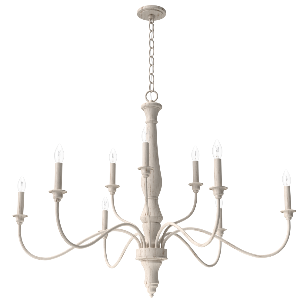 Hunter Teren Distressed White 9 Light Chandelier Ceiling Light Fixture