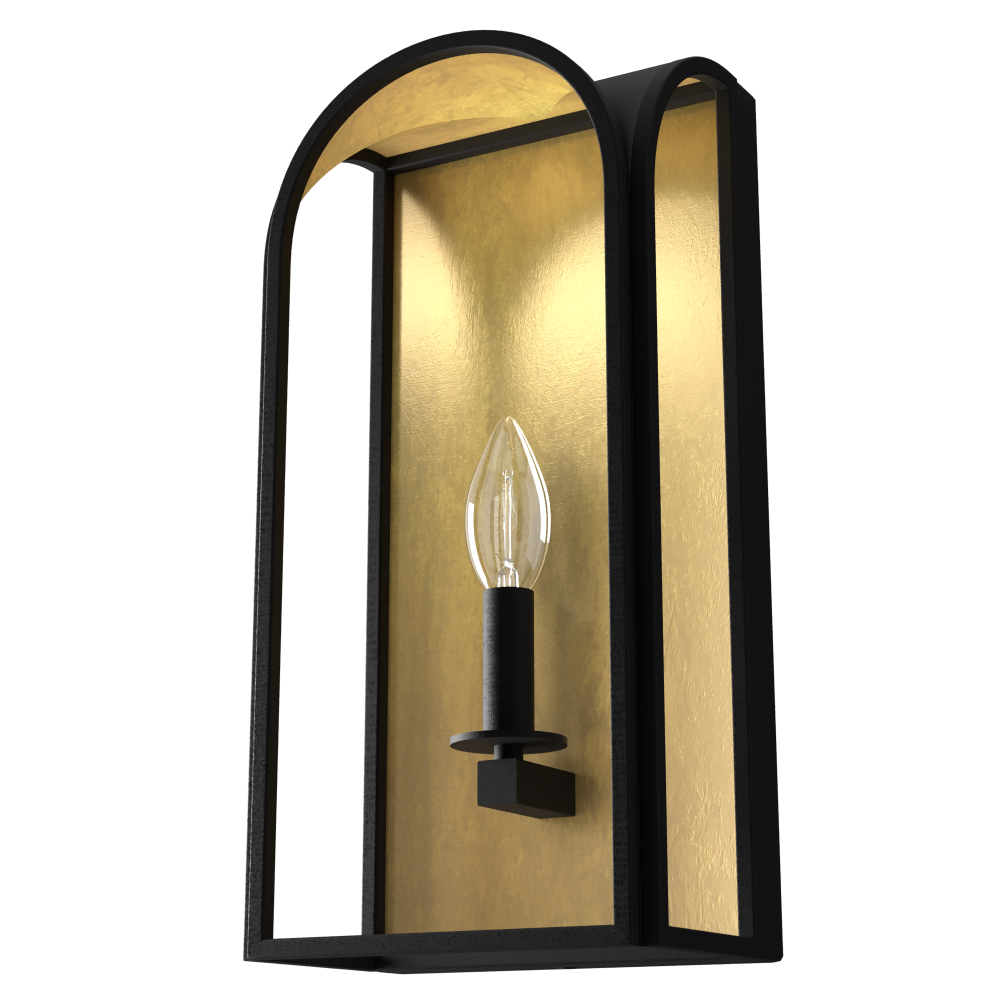 Hunter Dukestown Natural Black Iron and Gold Leaf 1 Light Sconce Wall Light Fixture