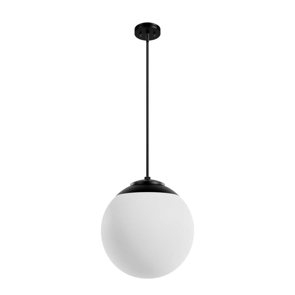 Hunter Hepburn Matte Black with Cased White Glass 3 Light Pendant Ceiling Light Fixture