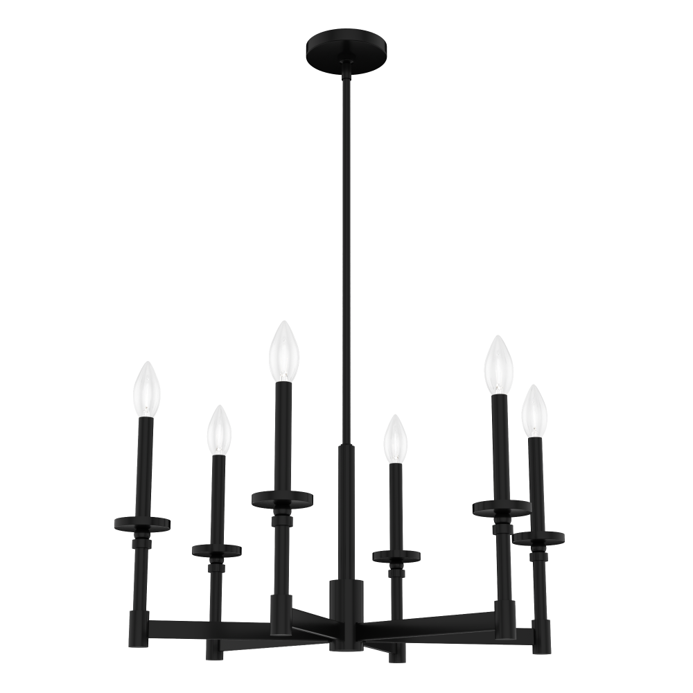 Hunter Briargrove Matte Black 6 Light Medium Chandelier Ceiling Light Fixture