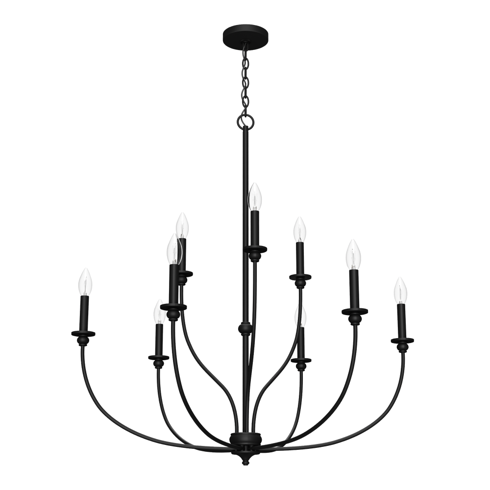 Hunter Southcrest Matte Black 9 Light Extra Large Chandelier Ceiling Light Fixture