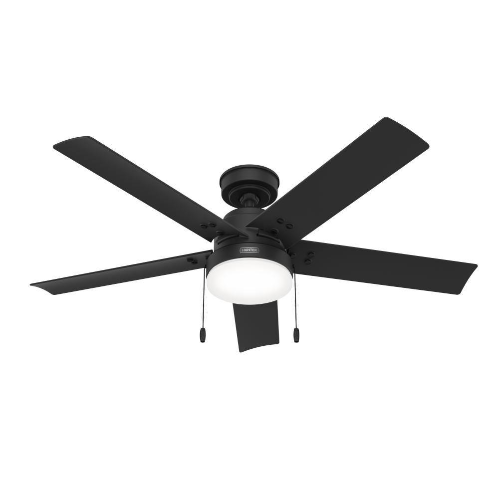 Hunter 52 inch Sea Point Matte Black WeatherMax Indoor / Outdoor Ceiling Fan with LED Light Kit