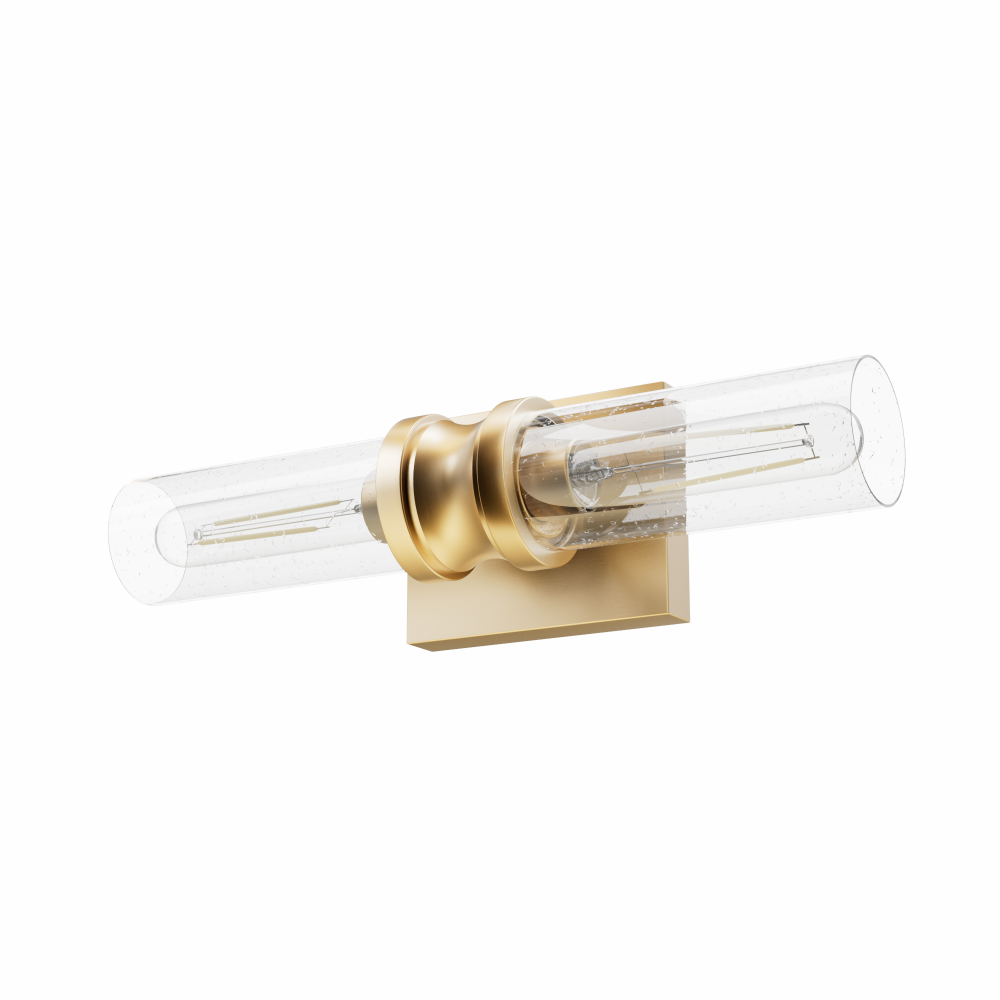 Hunter Lenlock Alturas Gold with Seeded Glass 2 Light Bathroom Vanity Wall Light Fixture