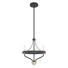 Hunter 19803 - Hunter Merlin Rustic Iron and Alturas Gold 3 Light Chandelier Ceiling Light Fixture