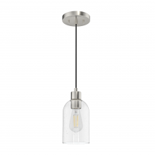 Hunter 19200 - Hunter Lochemeade Brushed Nickel with Clear Seeded Glass 1 Light Pendant Ceiling Light Fixture