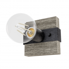 Hunter 13050 - Hunter Donelson Brushed Iron and Barnwood 1 Light Small Sconce Wall Light Fixture