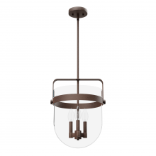 Hunter 19829 - Hunter Karloff Textured Rust with Clear Glass 3 Light Pendant Ceiling Light Fixture