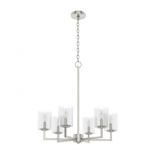 Hunter 19535 - Hunter Kerrison Brushed Nickel with Seeded Glass 6 Light Chandelier Ceiling Light Fixture