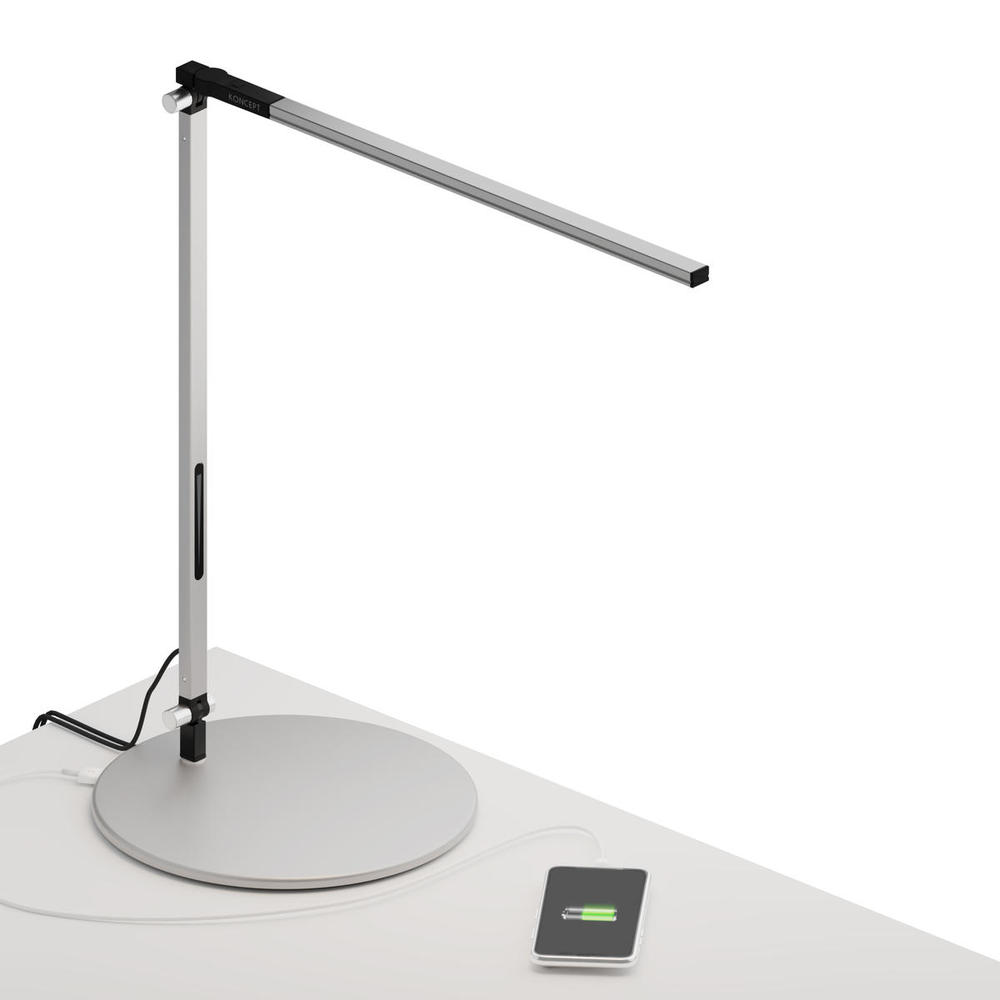 Z-Bar Solo Desk Lamp with USB base (Warm Light; Silver)