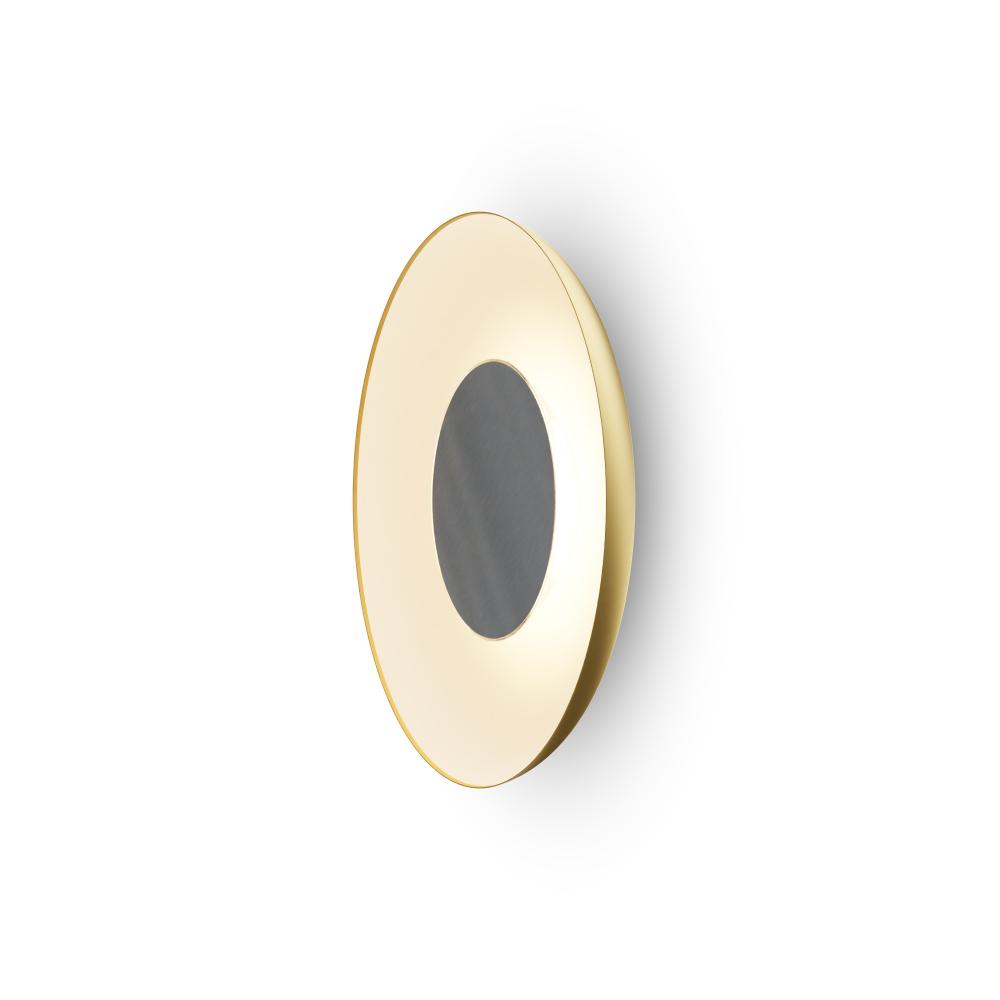 Ramen Wall Sconce 12" (Brushed Nickel) with 24" back dish (Gold w/ Matte White Interior)