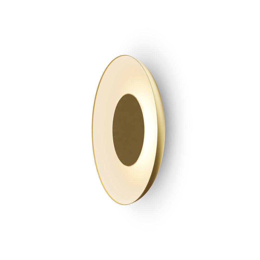 Ramen Wall Sconce 12" (Brass) with 24" back dish (Gold w/ Matte White Interior)