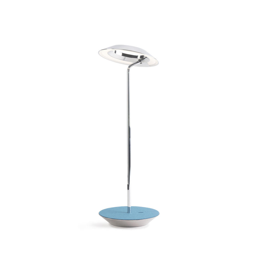 Royyo Desk Lamp, Chrome body, Azure Felt base plate