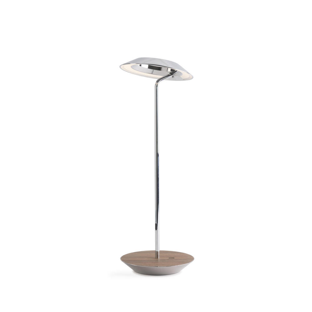 Royyo Desk Lamp, Chrome body, Oiled Walnut base plate