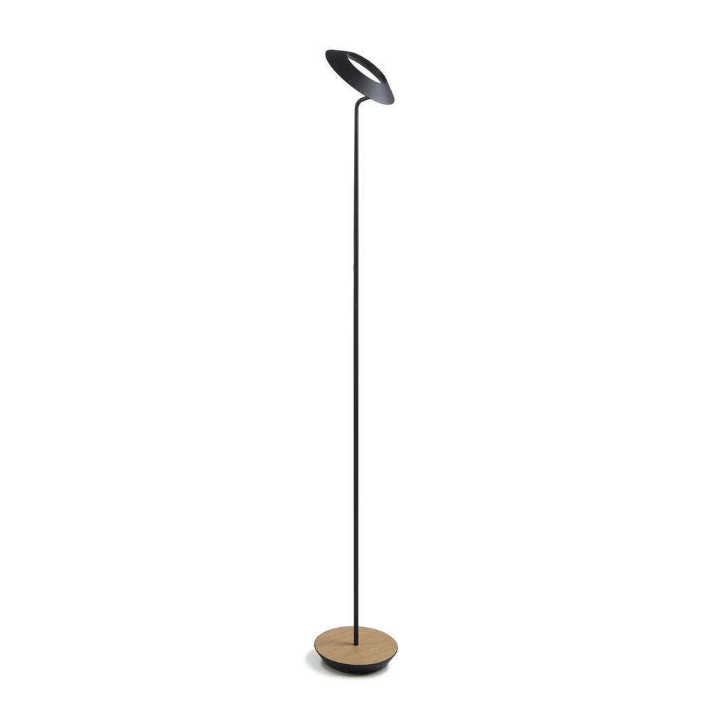 Royyo Floor Lamp, Matte Black Body, White Oak base plate