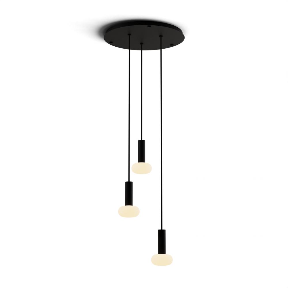 Combi Pendant 6" Circular 3 Combo Matte Black with Matte Black Canopy, Glass Ball attachment, Su