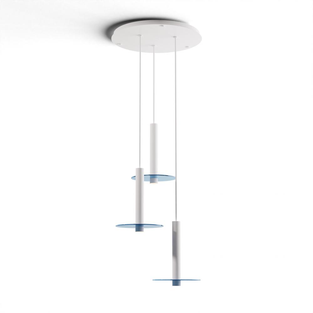 Combi Pendant 12" Circular 3 Combo Matte White with Matte White Canopy