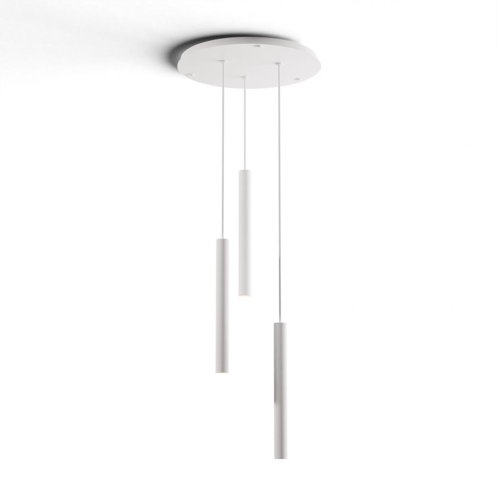 Combi Pendant 16" Circular 3 Combo Matte White with Matte White Canopy, Suspension / Flush Mount