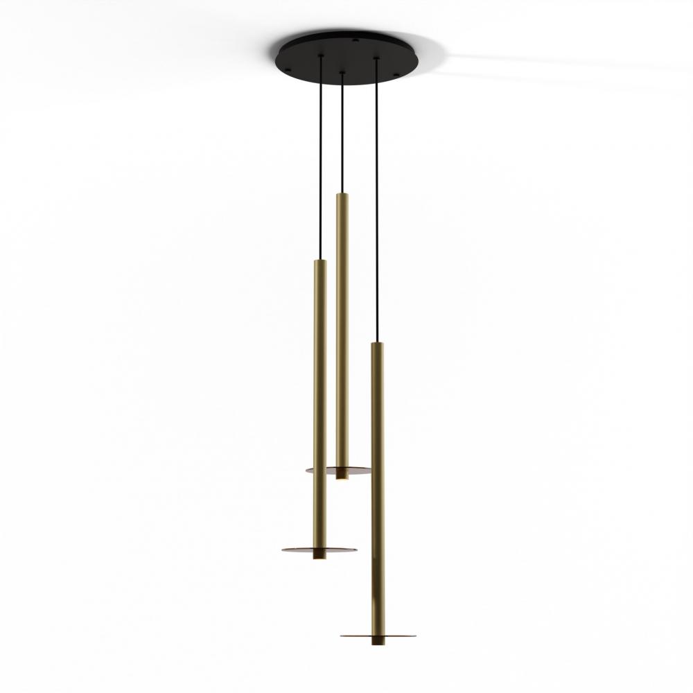 Combi Pendant 36" Circular 3 Combo Brass with Matte Black Canopy