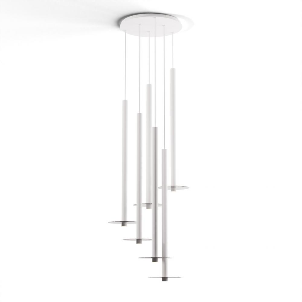 Combi Pendant 36" Circular 6 Combo Matte White with Matte White Canopy