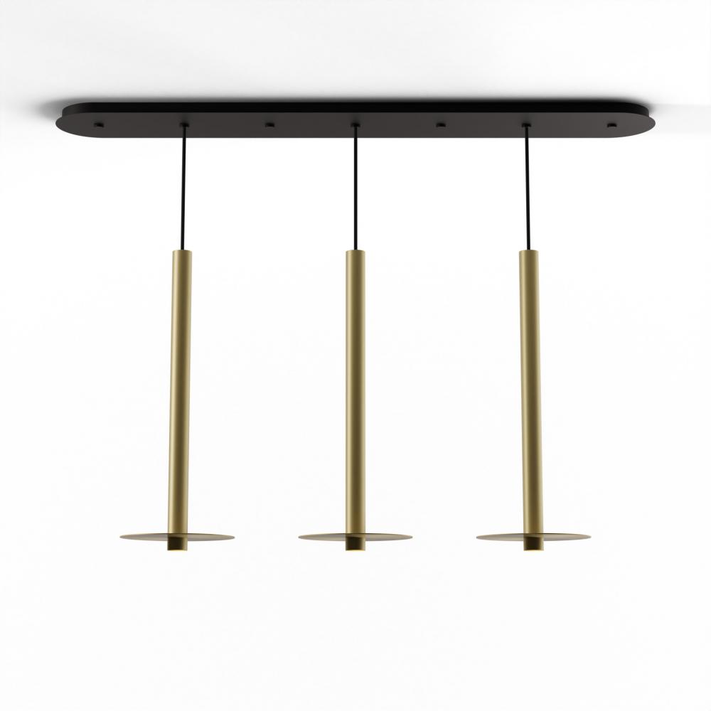 Combi Pendant 24" Linear 3 Combo Brass with Matte Black Canopy