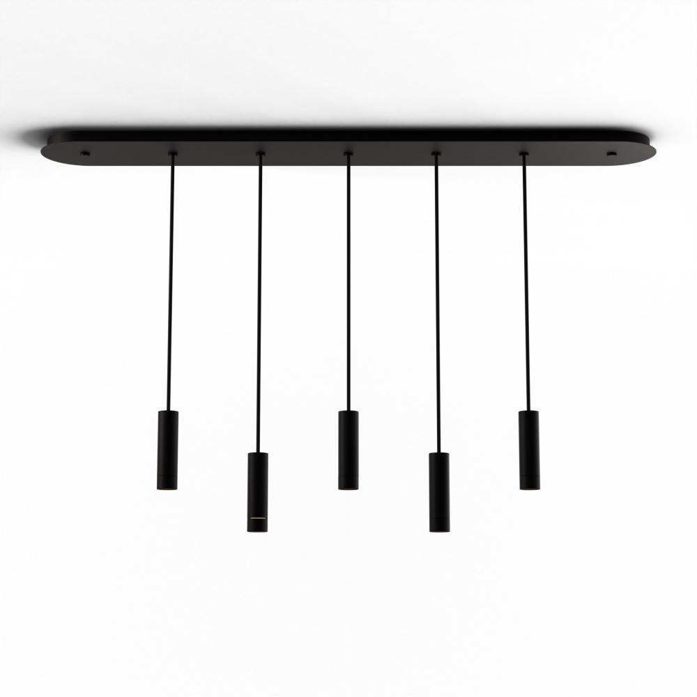 Combi Pendant 6" Linear 5 Combo Matte Black with Matte Black Canopy