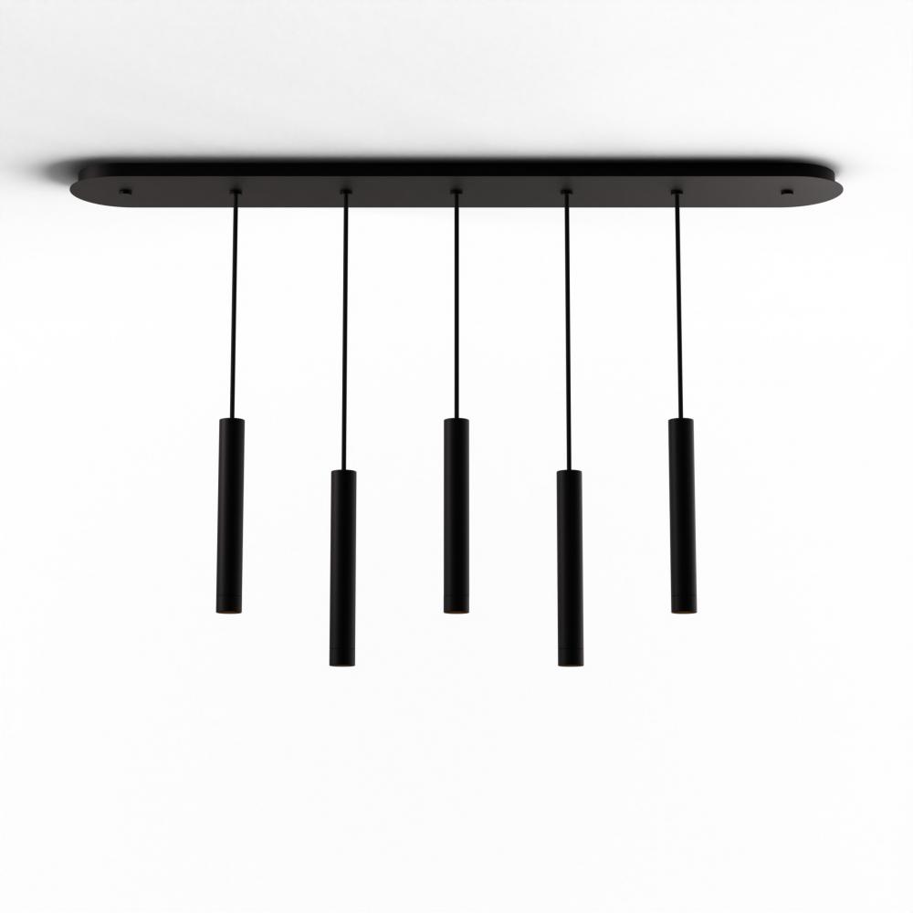 Combi Pendant 12" Linear 5 Combo Matte Black with Matte Black Canopy