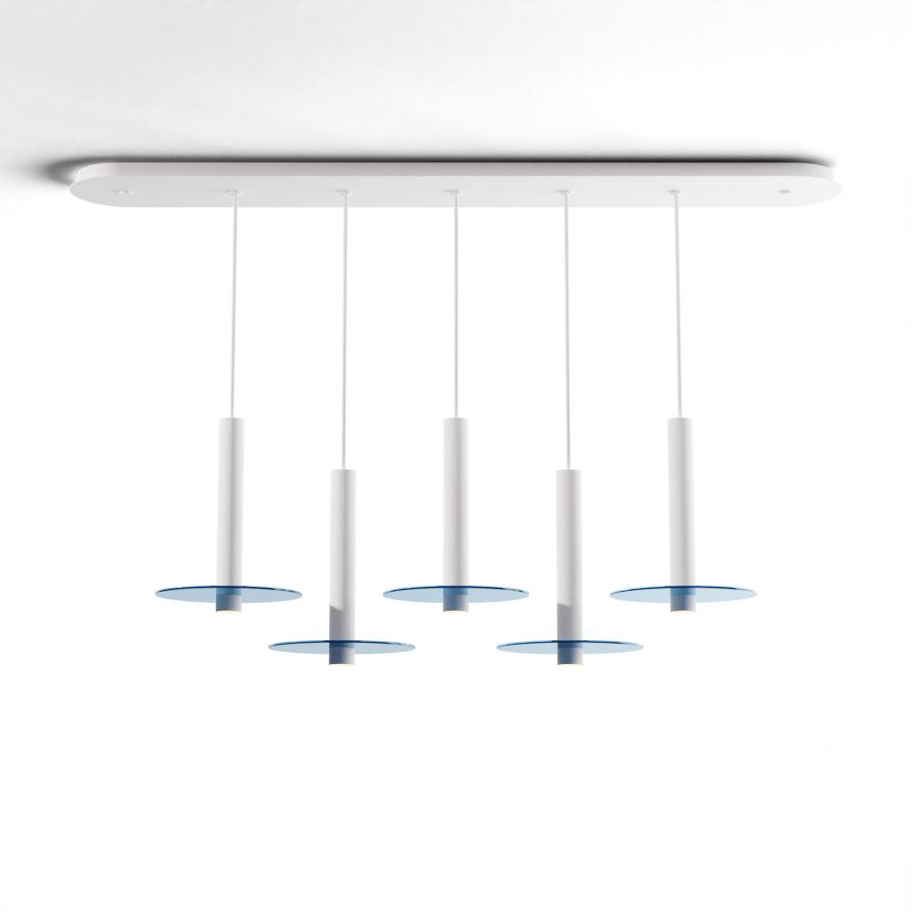 Combi Pendant 12" Linear 5 Combo Matte White with Matte White Canopy