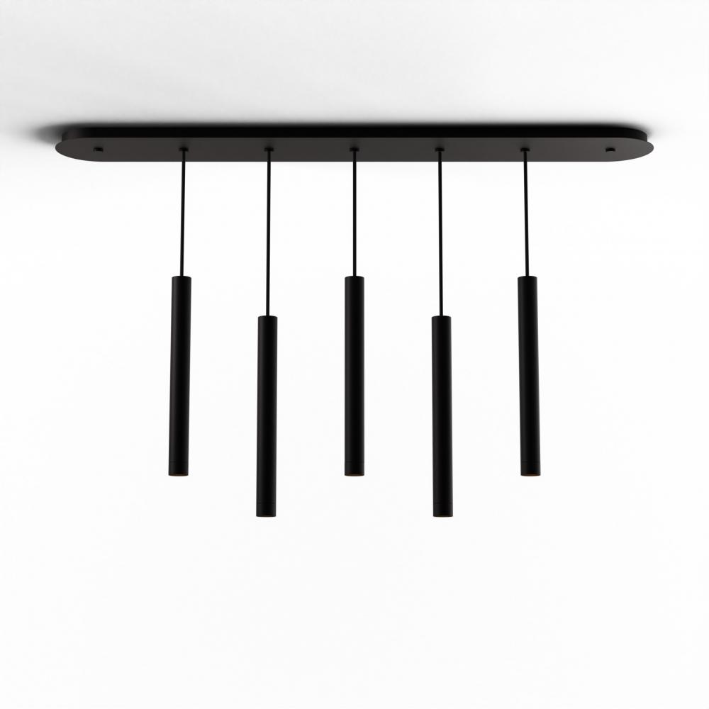 Combi Pendant 16" Linear 5 Combo Matte Black with Matte Black Canopy