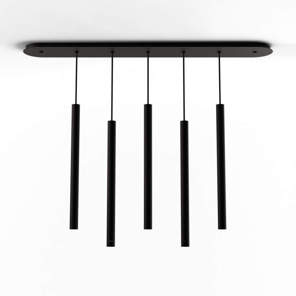 Combi Pendant 24" Linear 5 Combo Matte Black with Matte Black Canopy