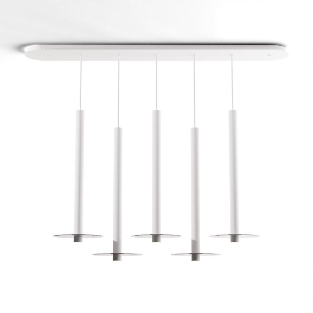 Combi Pendant 24" Linear 5 Combo Matte White with Matte White Canopy