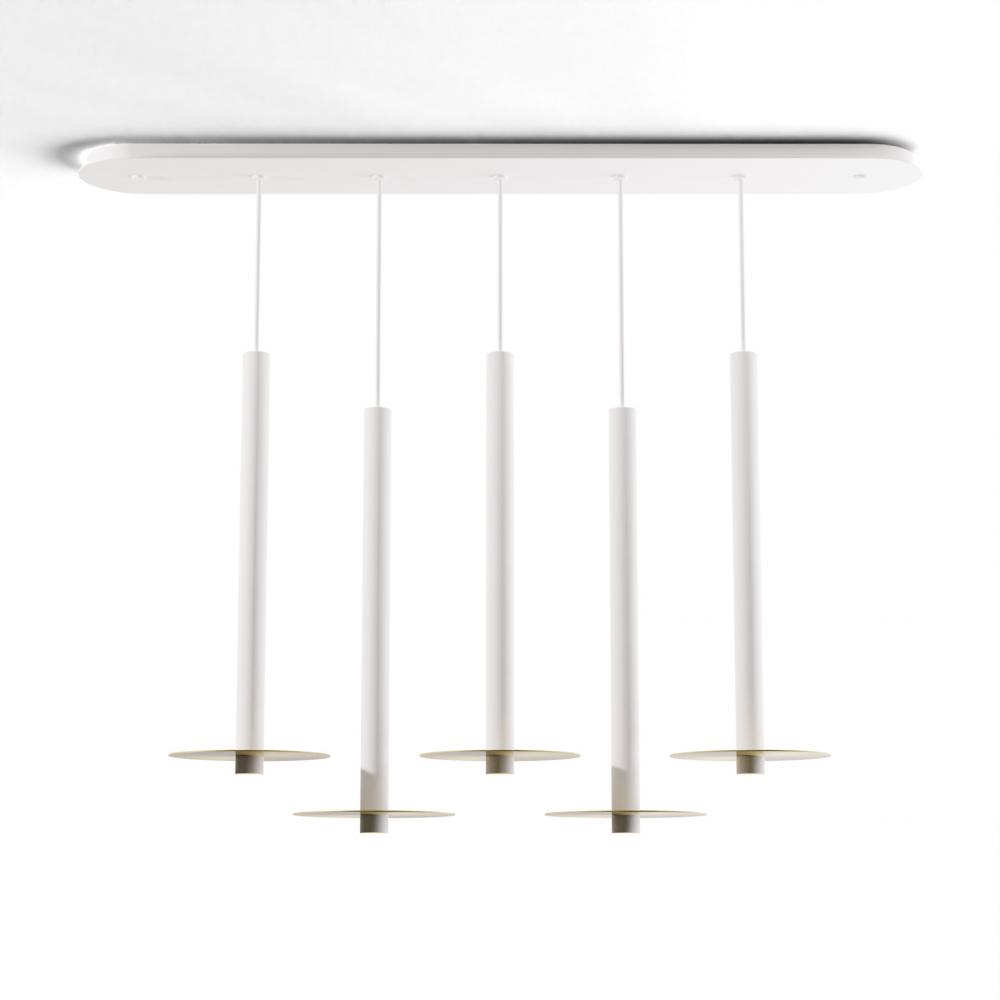 Combi Pendant 24" Linear 5 Combo Matte White with Matte White Canopy